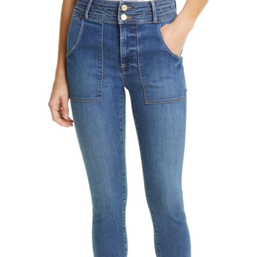 Frame Le High Patch Pocket Skinny Jeans